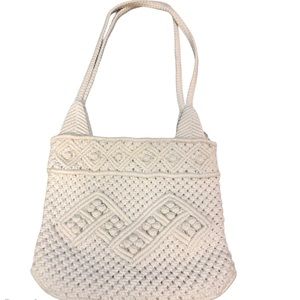 Boho Hippie Cottagecore Crochet Zip Top Bag EUC